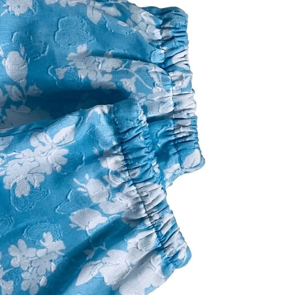 NWT Janie & Jack Blue Floral Lace Jumpsuit With Pockets Size 5